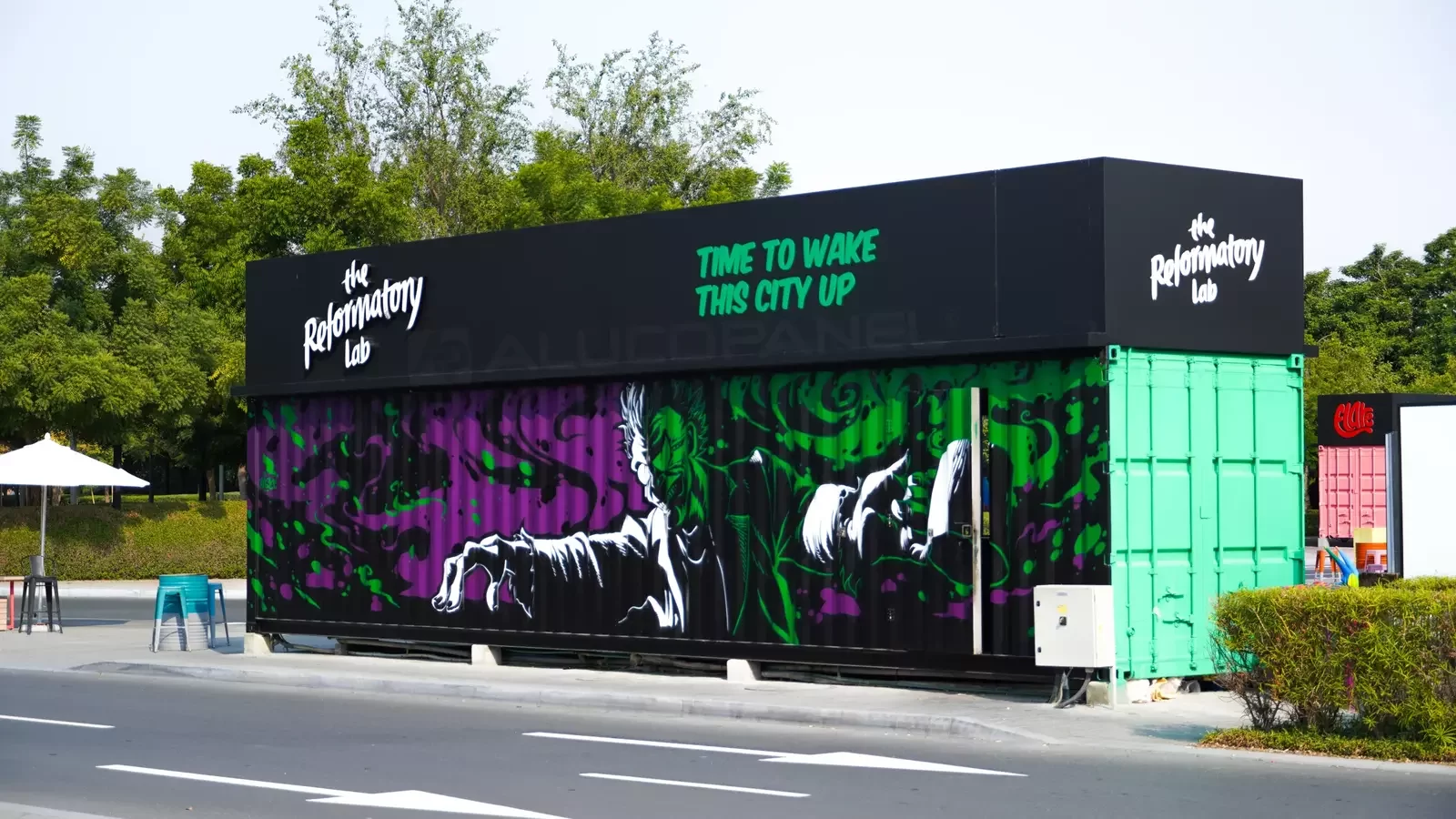 Aljada Park Sharjah signage with Alucosign Royal Black, photo 4