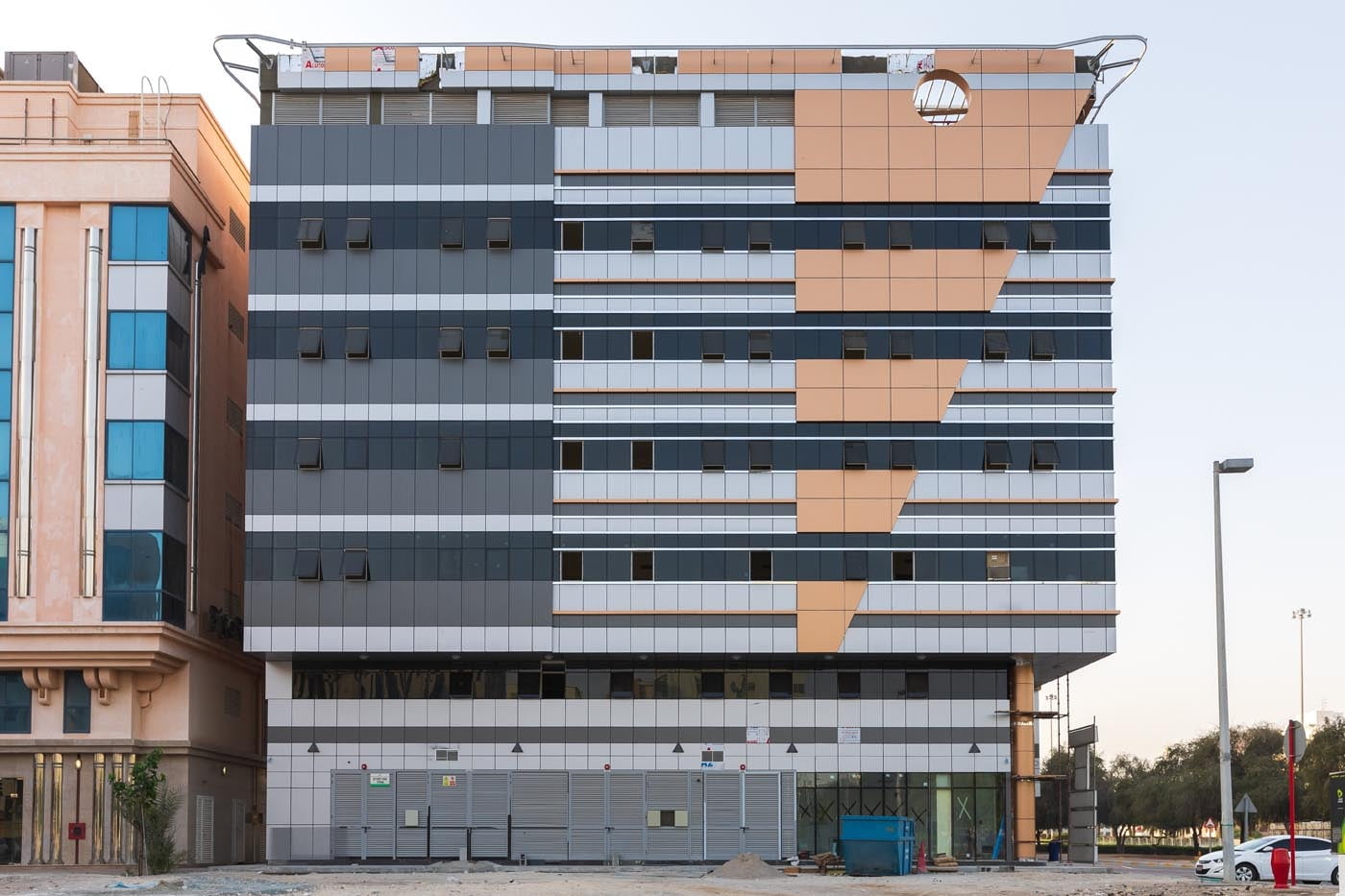 Four storey commercial building in Abu Dhabi, clad with ALUCOPANEL