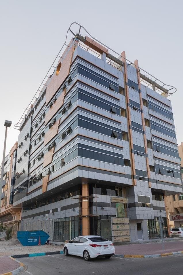 ALUCOPANEL A2 facade on a four storey commercial building, Abu Dhabi