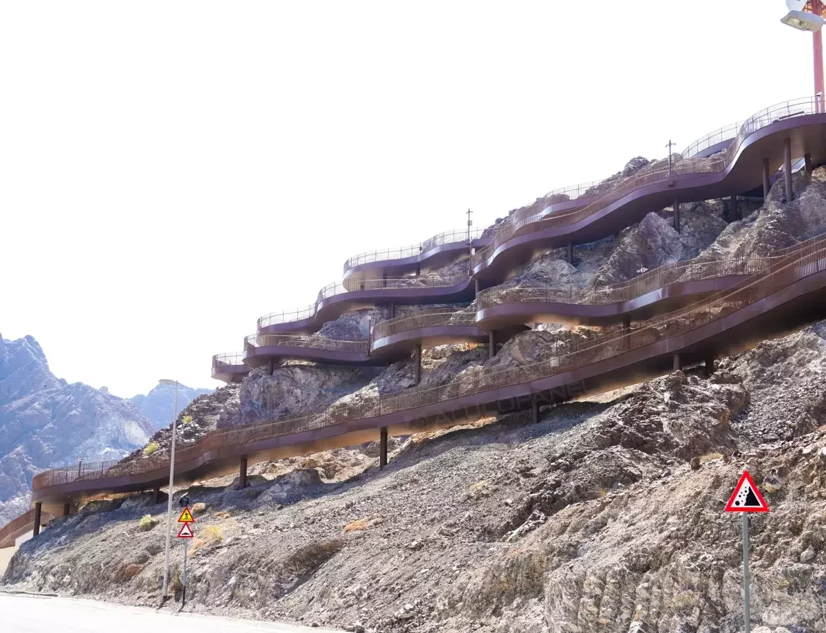 Hatta Dam ramp and stair clad with ALUCOPANEL A2 Almond, photo 9