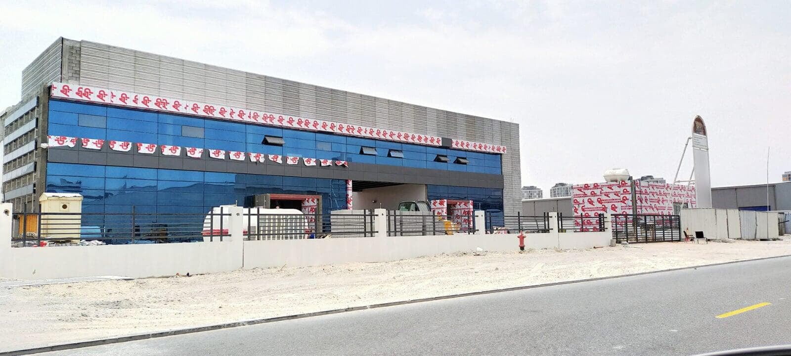ALUCOPANEL A2 facade on a warehouse and office building, Production City