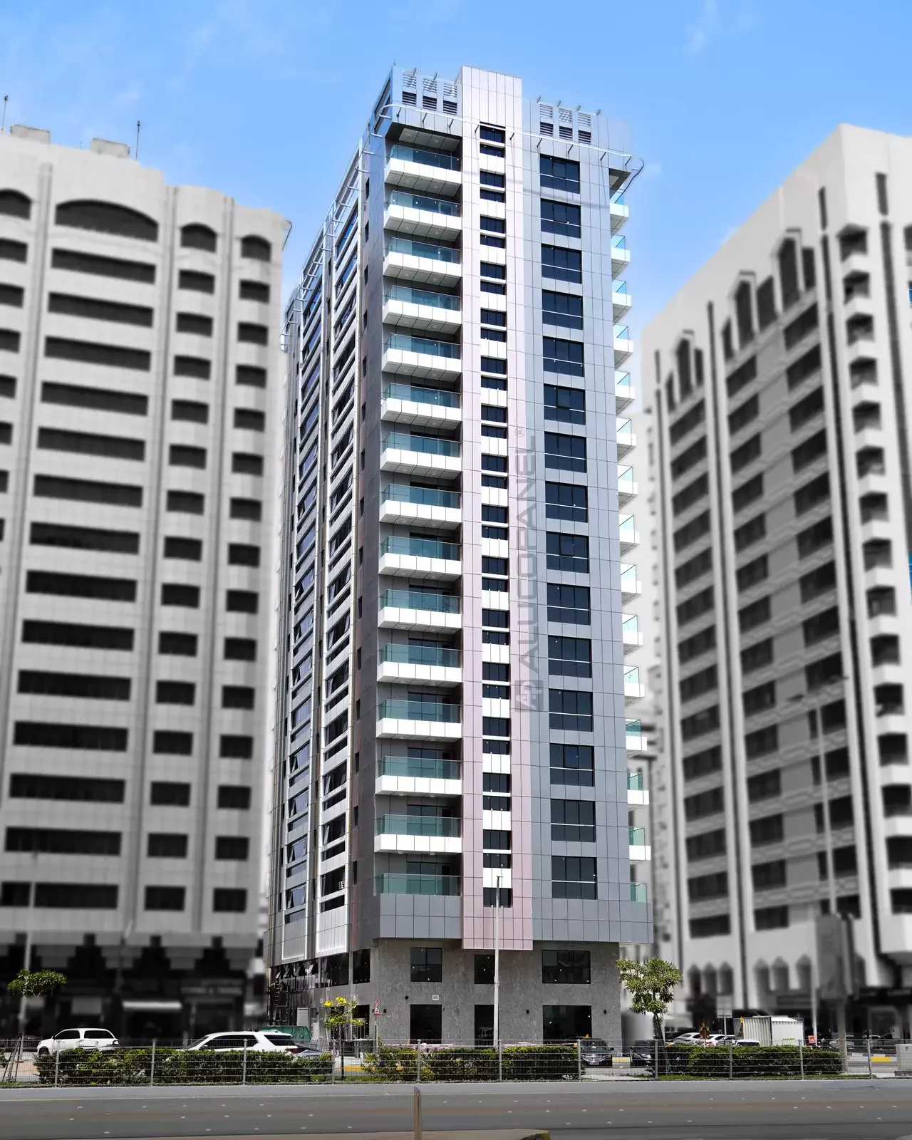 Al Falah Street commercial building in Abu Dhabi, clad with ALUCOPANEL