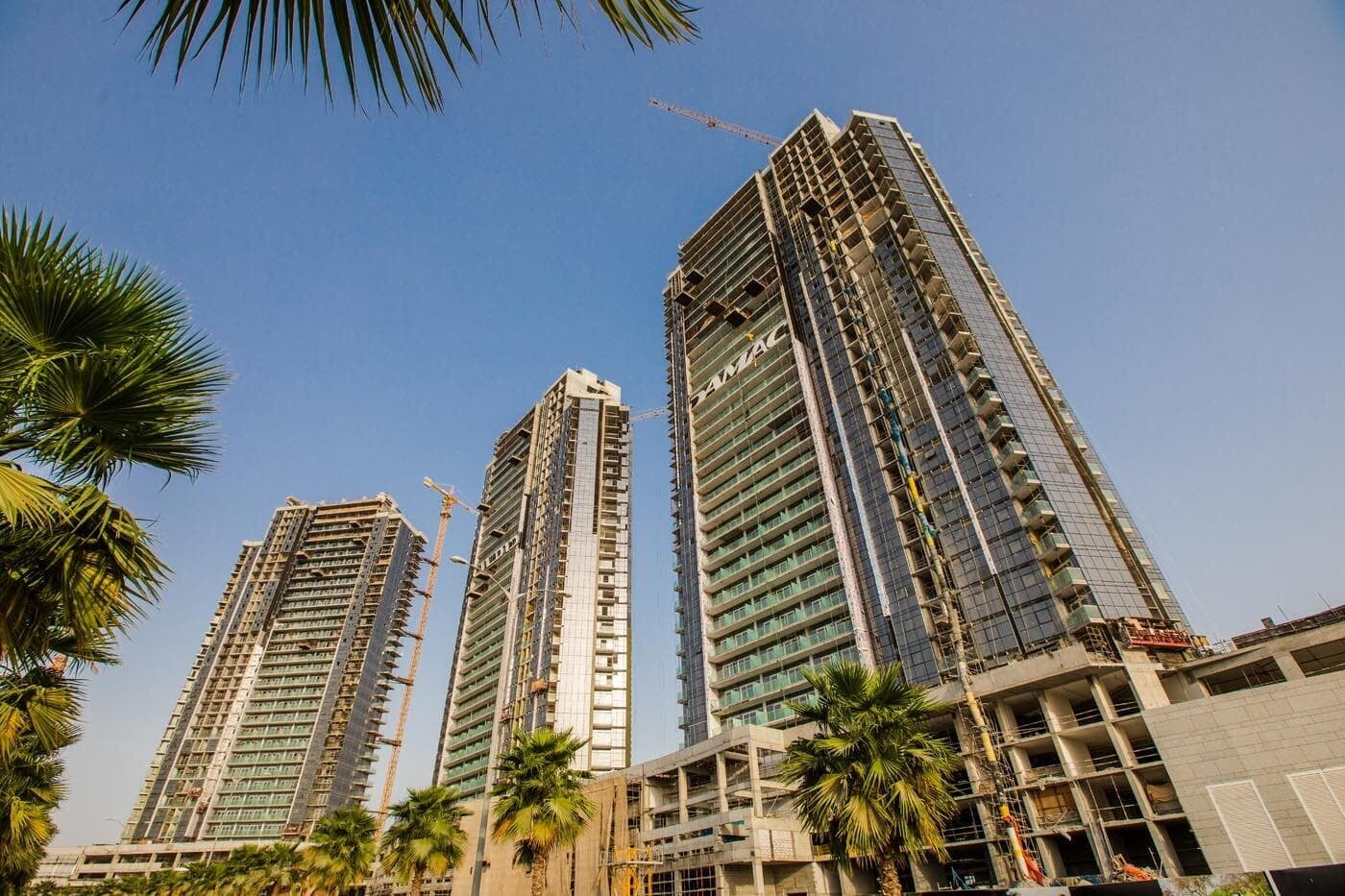 Damac Carson towers in Damac Hills, Dubai, clad with ALUCOPANEL
