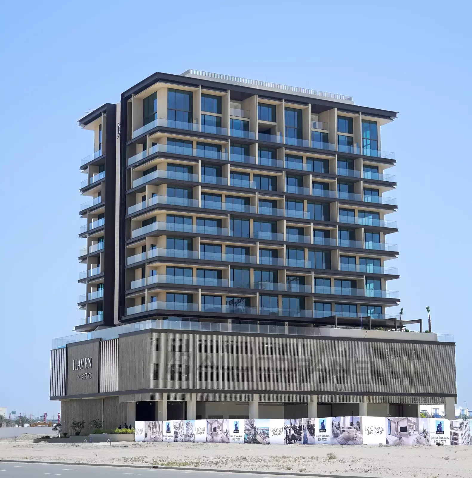 Full exterior view of Haven Building in Deira, Dubai, clad with ALUCOPANEL